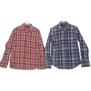 Banana Republic Shirts Mens Small Tartan Plaid Slim Purple Blue Lot of‎ 2